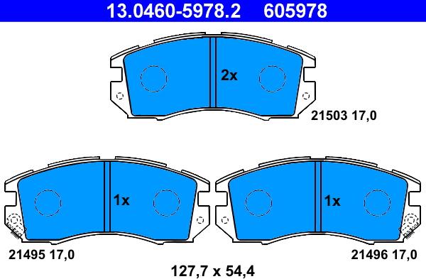 ATE 13.0460-5978.2 - Тормозные колодки, дисковые, комплект avtokuzovplus.com.ua