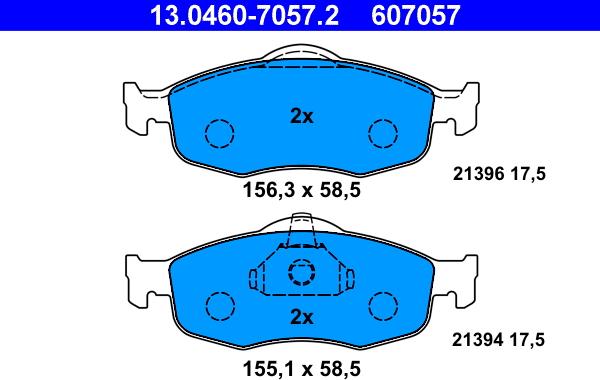 ATE 13.0460-7057.2 - Тормозные колодки, дисковые, комплект avtokuzovplus.com.ua