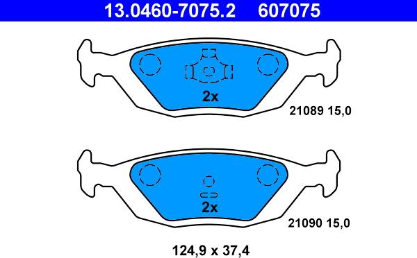 ATE 13.0460-7075.2 - Тормозные колодки, дисковые, комплект avtokuzovplus.com.ua