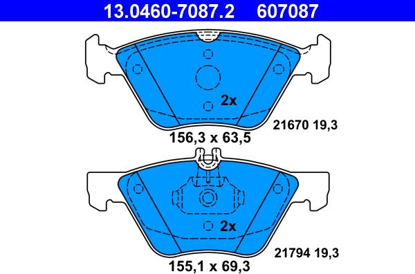 ATE 13.0460-7087.2 - Тормозные колодки, дисковые, комплект autodnr.net