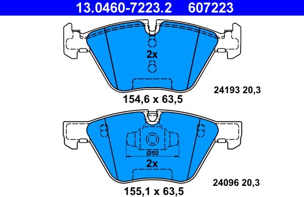 ATE 13.0460-7223.2 - Тормозные колодки, дисковые, комплект avtokuzovplus.com.ua