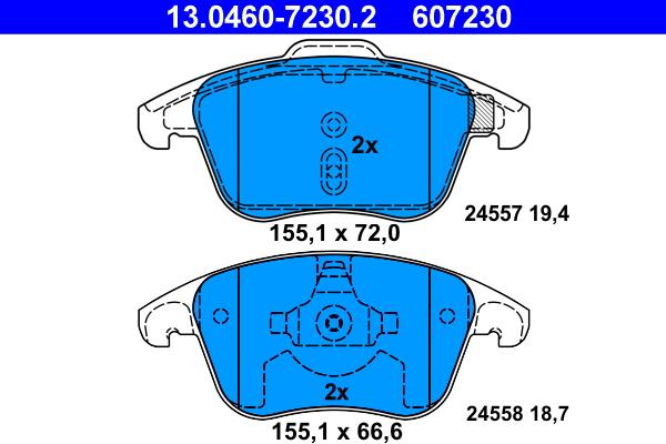 ATE 13.0460-7230.2 - Тормозные колодки, дисковые, комплект avtokuzovplus.com.ua