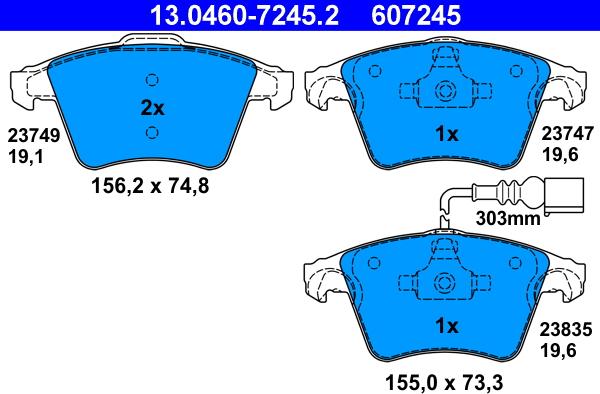 ATE 13.0460-7245.2 - Тормозные колодки, дисковые, комплект avtokuzovplus.com.ua