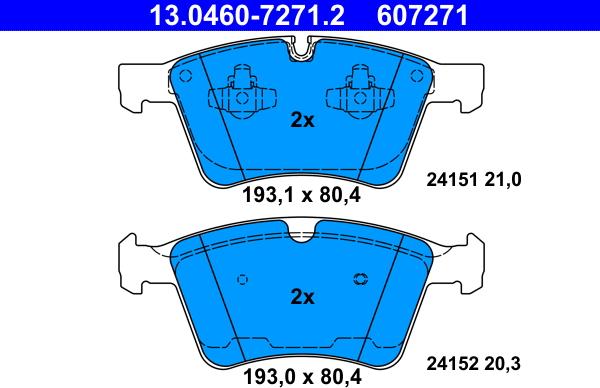 ATE 13.0460-7271.2 - Тормозные колодки, дисковые, комплект avtokuzovplus.com.ua