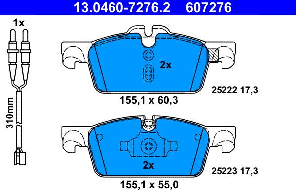 ATE 13.0460-7276.2 - Тормозные колодки, дисковые, комплект avtokuzovplus.com.ua