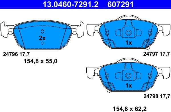 ATE 13.0460-7291.2 - Тормозные колодки, дисковые, комплект avtokuzovplus.com.ua