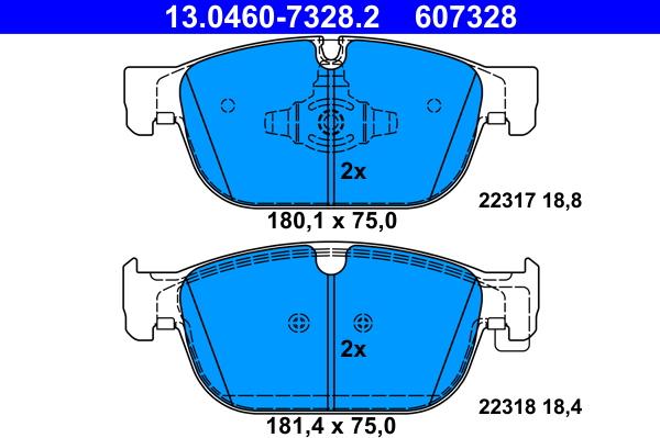 ATE 13.0460-7328.2 - Тормозные колодки, дисковые, комплект autodnr.net