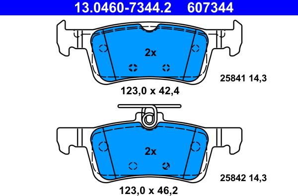 ATE 13.0460-7344.2 - Тормозные колодки, дисковые, комплект avtokuzovplus.com.ua