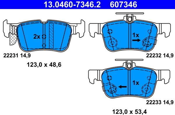 ATE 13.0460-7346.2 - Тормозные колодки, дисковые, комплект avtokuzovplus.com.ua