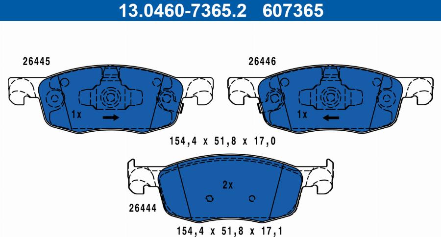 ATE 13.0460-7365.2 - Тормозные колодки, дисковые, комплект autodnr.net