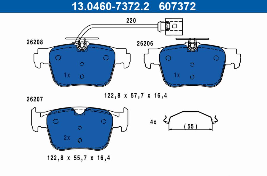 ATE 13.0460-7372.2 - Тормозные колодки, дисковые, комплект autodnr.net