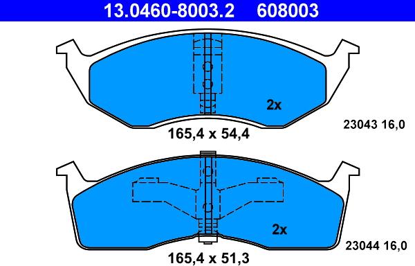 ATE 13.0460-8003.2 - Тормозные колодки, дисковые, комплект avtokuzovplus.com.ua