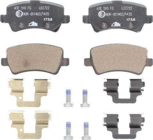 ATE 13.0470-2722.2 - Гальмівні колодки, дискові гальма autocars.com.ua