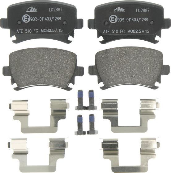 ATE 13.0470-2887.2 - Гальмівні колодки, дискові гальма autocars.com.ua