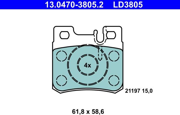 ATE 13.0470-3805.2 - Тормозные колодки, дисковые, комплект autodnr.net