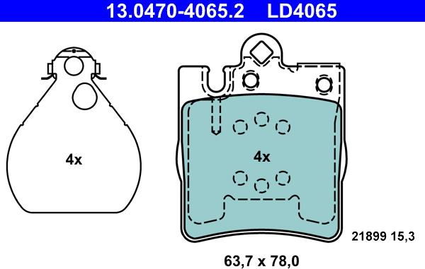 ATE 13.0470-4065.2 - Тормозные колодки, дисковые, комплект avtokuzovplus.com.ua