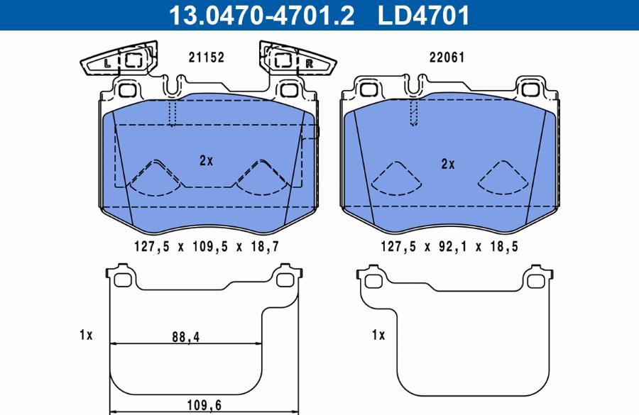 ATE 13.0470-4701.2 - Тормозные колодки, дисковые, комплект avtokuzovplus.com.ua