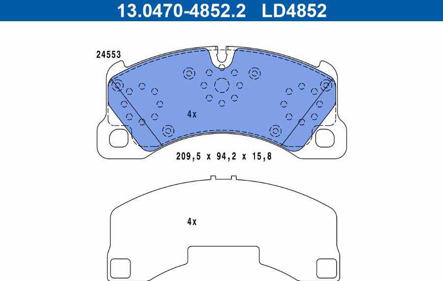 ATE 13.0470-4852.2 - Тормозные колодки, дисковые, комплект autodnr.net