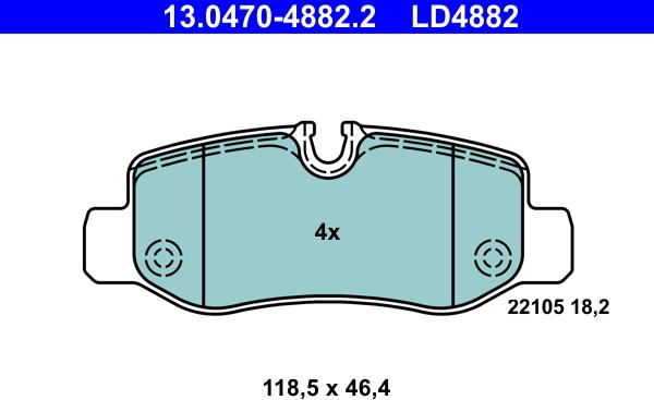 ATE 13.0470-4882.2 - Тормозные колодки, дисковые, комплект avtokuzovplus.com.ua