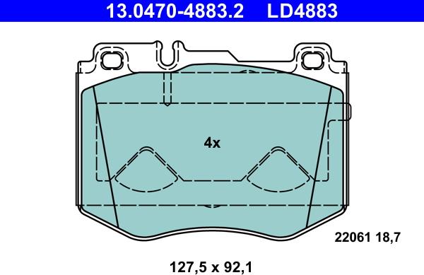 ATE 13.0470-4883.2 - Тормозные колодки, дисковые, комплект autodnr.net