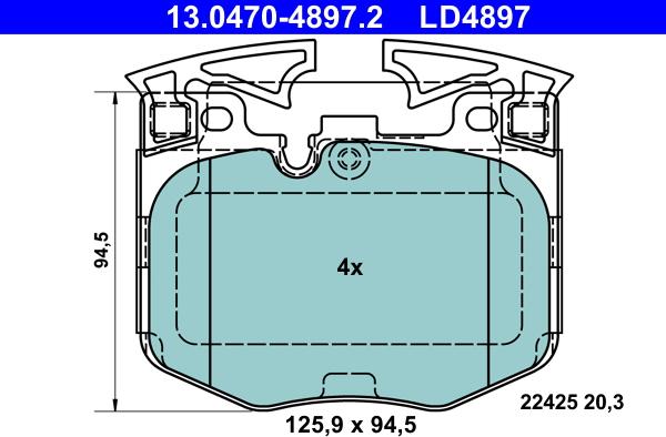 ATE 13.0470-4897.2 - Тормозные колодки, дисковые, комплект avtokuzovplus.com.ua