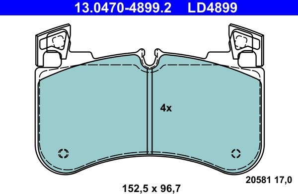 ATE 13.0470-4899.2 - Тормозные колодки, дисковые, комплект autodnr.net