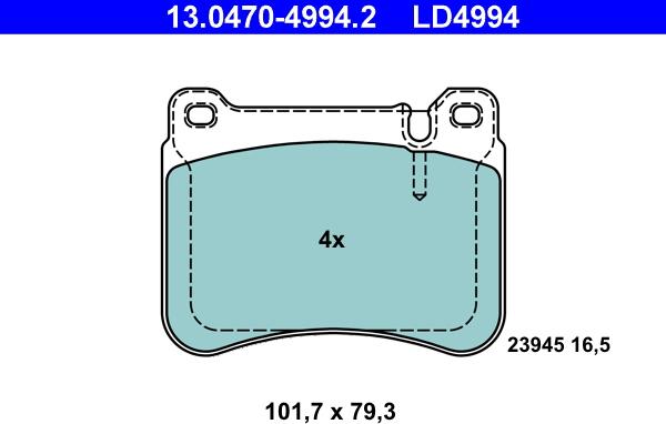 ATE 13.0470-4994.2 - Тормозные колодки, дисковые, комплект autodnr.net