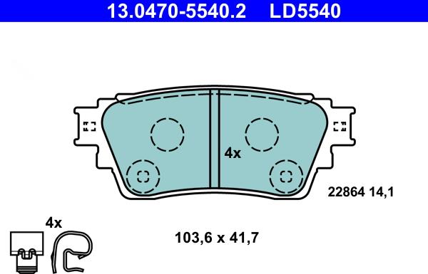 ATE 13.0470-5540.2 - Тормозные колодки, дисковые, комплект autodnr.net