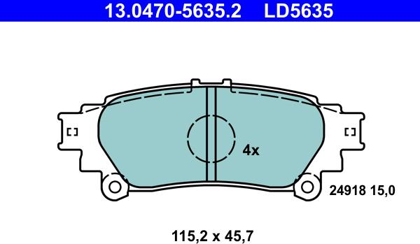ATE 13.0470-5635.2 - Гальмівні колодки, дискові гальма autocars.com.ua
