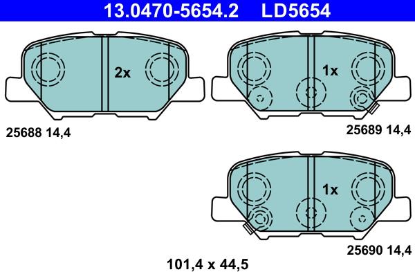 ATE 13.0470-5654.2 - Гальмівні колодки, дискові гальма autocars.com.ua