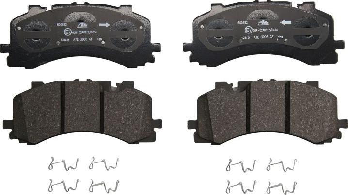 ATE 13.0470-5692.2 - Гальмівні колодки, дискові гальма autocars.com.ua