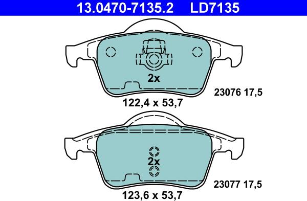 ATE 13.0470-7135.2 - Тормозные колодки, дисковые, комплект avtokuzovplus.com.ua