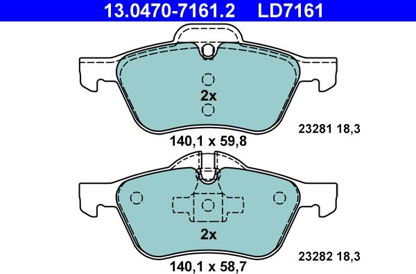 ATE 13.0470-7161.2 - Тормозные колодки, дисковые, комплект avtokuzovplus.com.ua