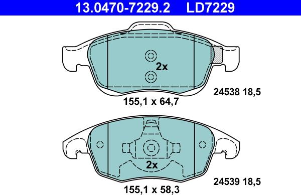 ATE 13.0470-7229.2 - Тормозные колодки, дисковые, комплект autodnr.net