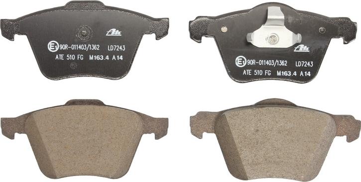 ATE 13.0470-7243.2 - Гальмівні колодки, дискові гальма autocars.com.ua