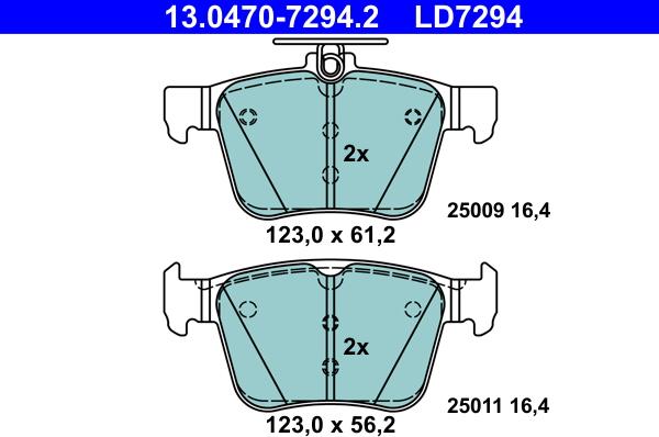 ATE 13.0470-7294.2 - Тормозные колодки, дисковые, комплект avtokuzovplus.com.ua