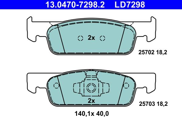 ATE 13.0470-7298.2 - Гальмівні колодки, дискові гальма autocars.com.ua