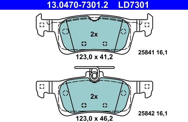 ATE 13.0470-7301.2 - Тормозные колодки, дисковые, комплект autodnr.net