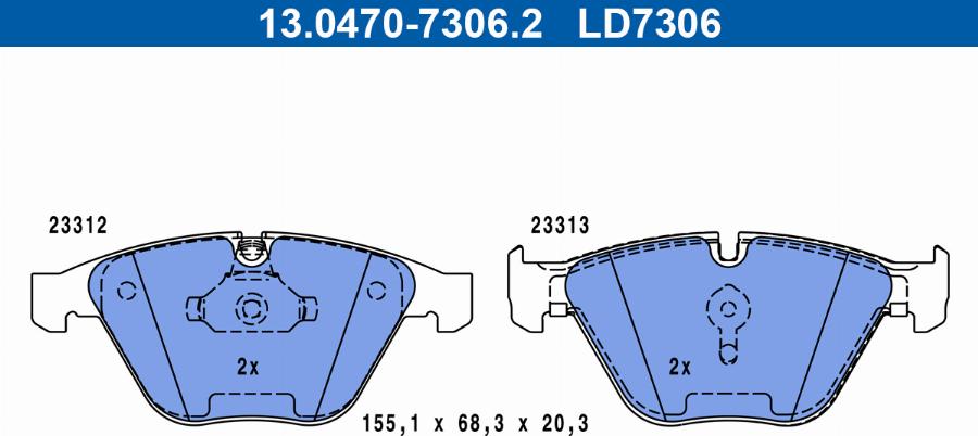 ATE 13.0470-7306.2 - Тормозные колодки, дисковые, комплект autodnr.net