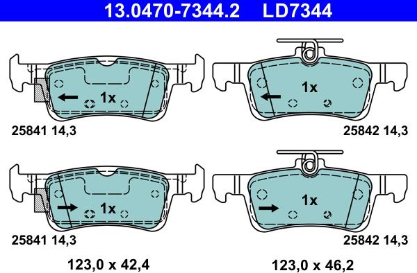 ATE 13.0470-7344.2 - Тормозные колодки, дисковые, комплект avtokuzovplus.com.ua