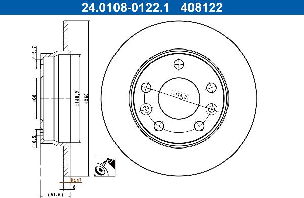ATE 24.0108-0122.1 - Гальмівний диск autocars.com.ua