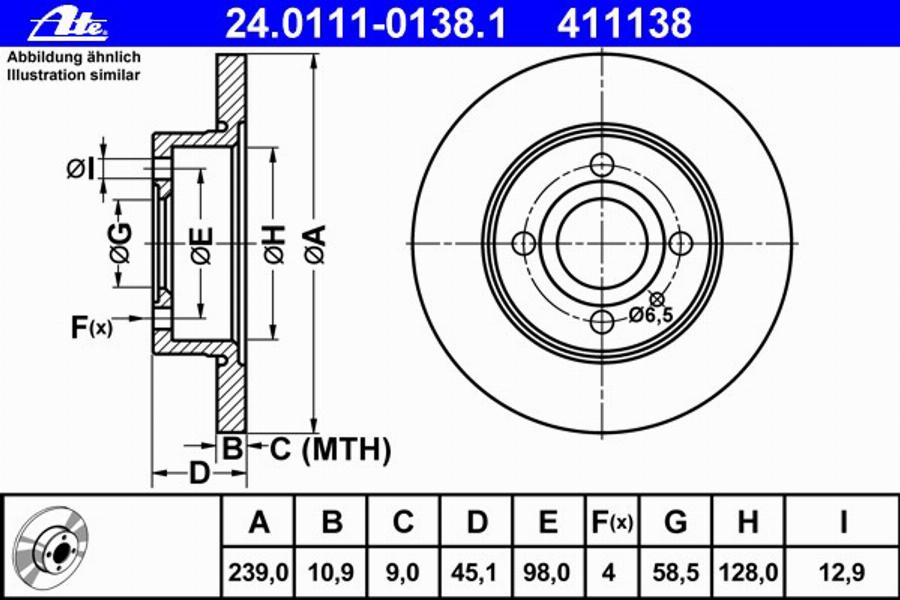 ATE 24011101381 - Тормозной диск autodnr.net