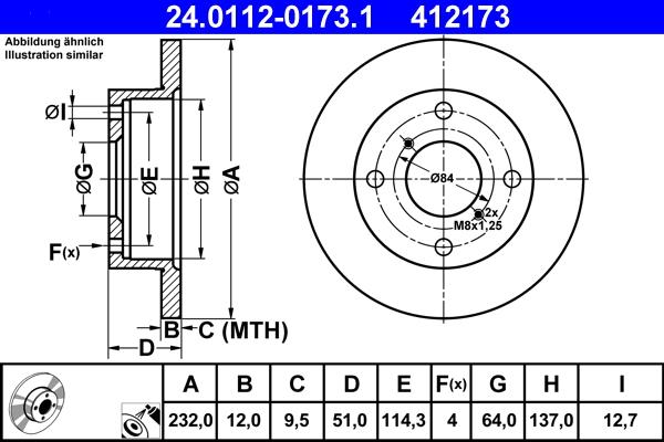 ATE 24.0112-0173.1 - Тормозной диск avtokuzovplus.com.ua