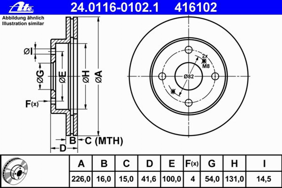 ATE 24011601021 - Тормозной диск avtokuzovplus.com.ua