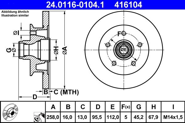 ATE 24.0116-0104.1 - Тормозной диск avtokuzovplus.com.ua