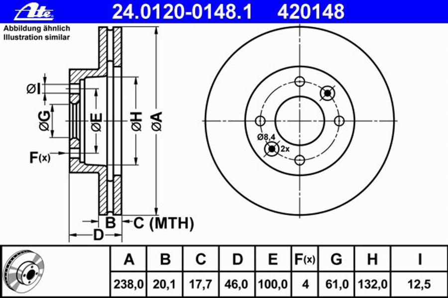 ATE 24012001481 - Тормозной диск autodnr.net