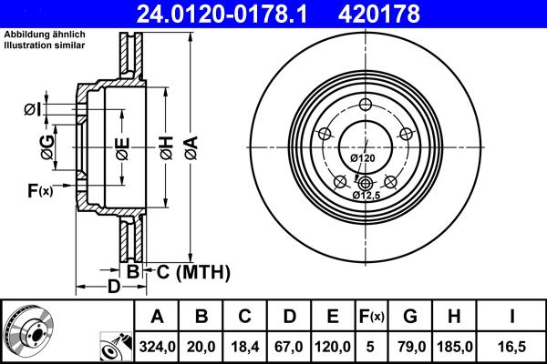 ATE 24.0120-0178.1 - Гальмівний диск autocars.com.ua