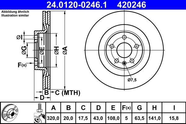 ATE 24.0120-0246.1 - Тормозной диск avtokuzovplus.com.ua