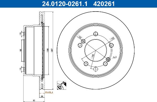 ATE 24.0120-0261.1 - Гальмівний диск autocars.com.ua
