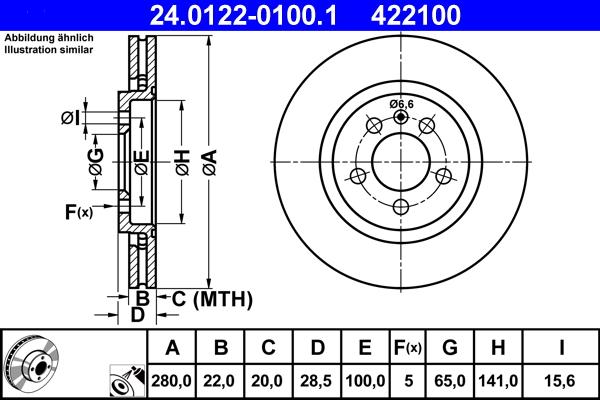 ATE 24.0122-0100.1 - Тормозной диск avtokuzovplus.com.ua